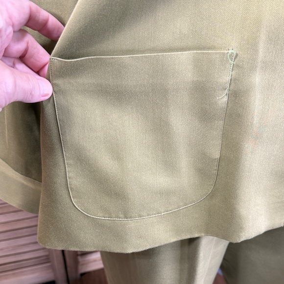 Pendleton Olive Green Button-Up Blazer & Pull On Pants Suit Set Size 18w Vintage - Picture 3 of 14